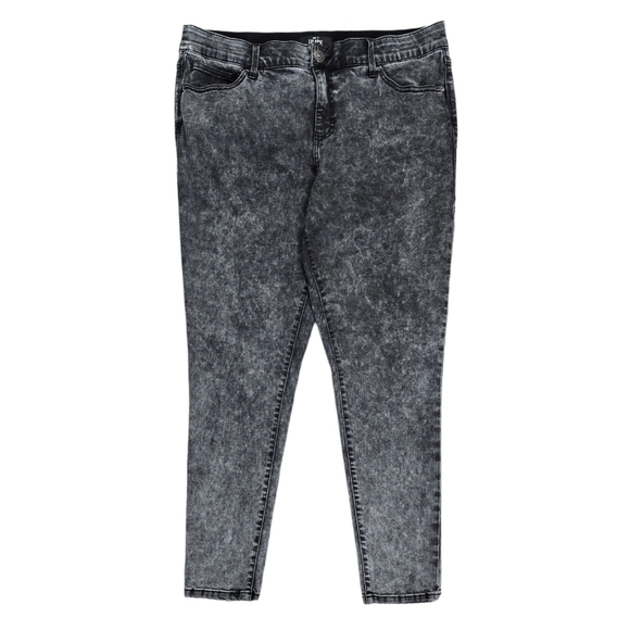 Lularoe Charcoal Acid Wash Skinny Jeans Magic Elastic Waistband L-161367 - Picture 1 of 11
